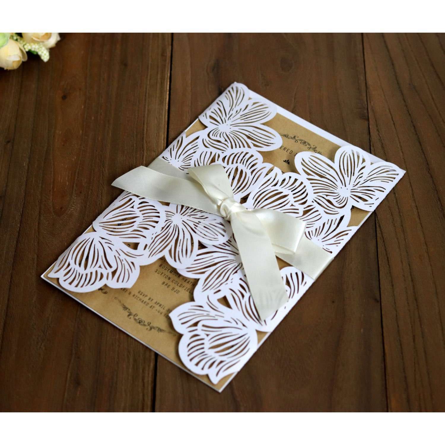 Laser Rose Invitation Card Thank You Card  Holiday Greeting Card 2020 Wholesale 